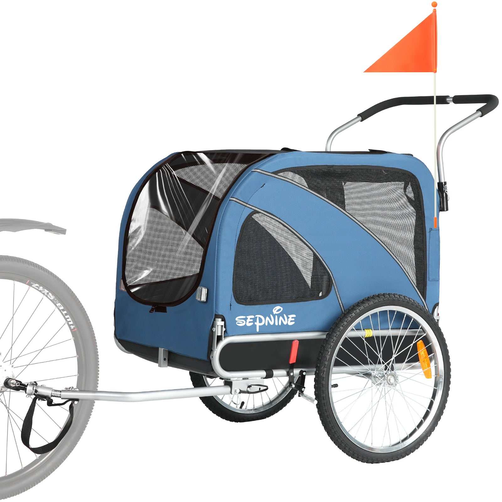 Remolque para perros para bicicleta 2 en 1 con freno de mano y reflectores (10202NS)