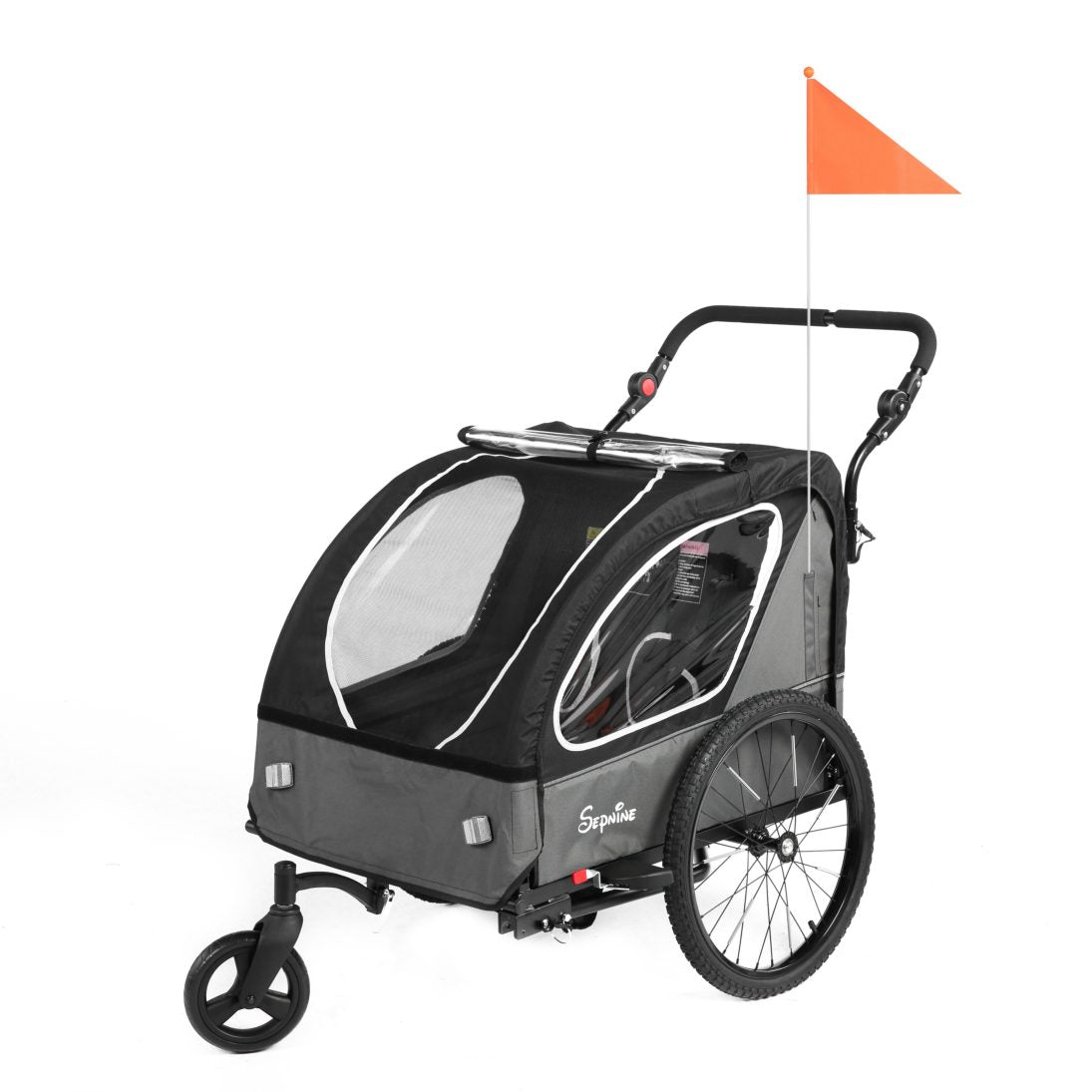 Remolque para bicicleta infantil, de fácil fijación, plegable, con arnés de 5 puntos (BT921)
