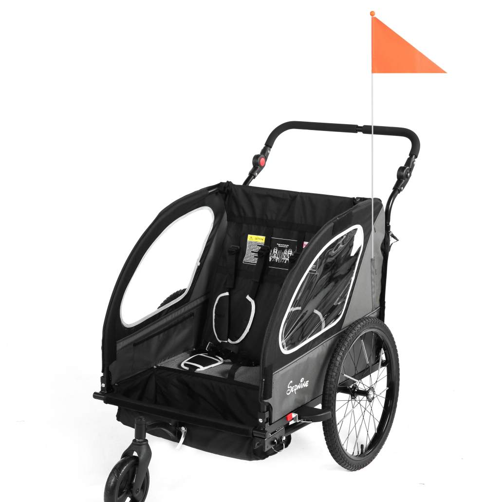 Remolque para bicicleta infantil, de fácil fijación, plegable, con arnés de 5 puntos (BT921)