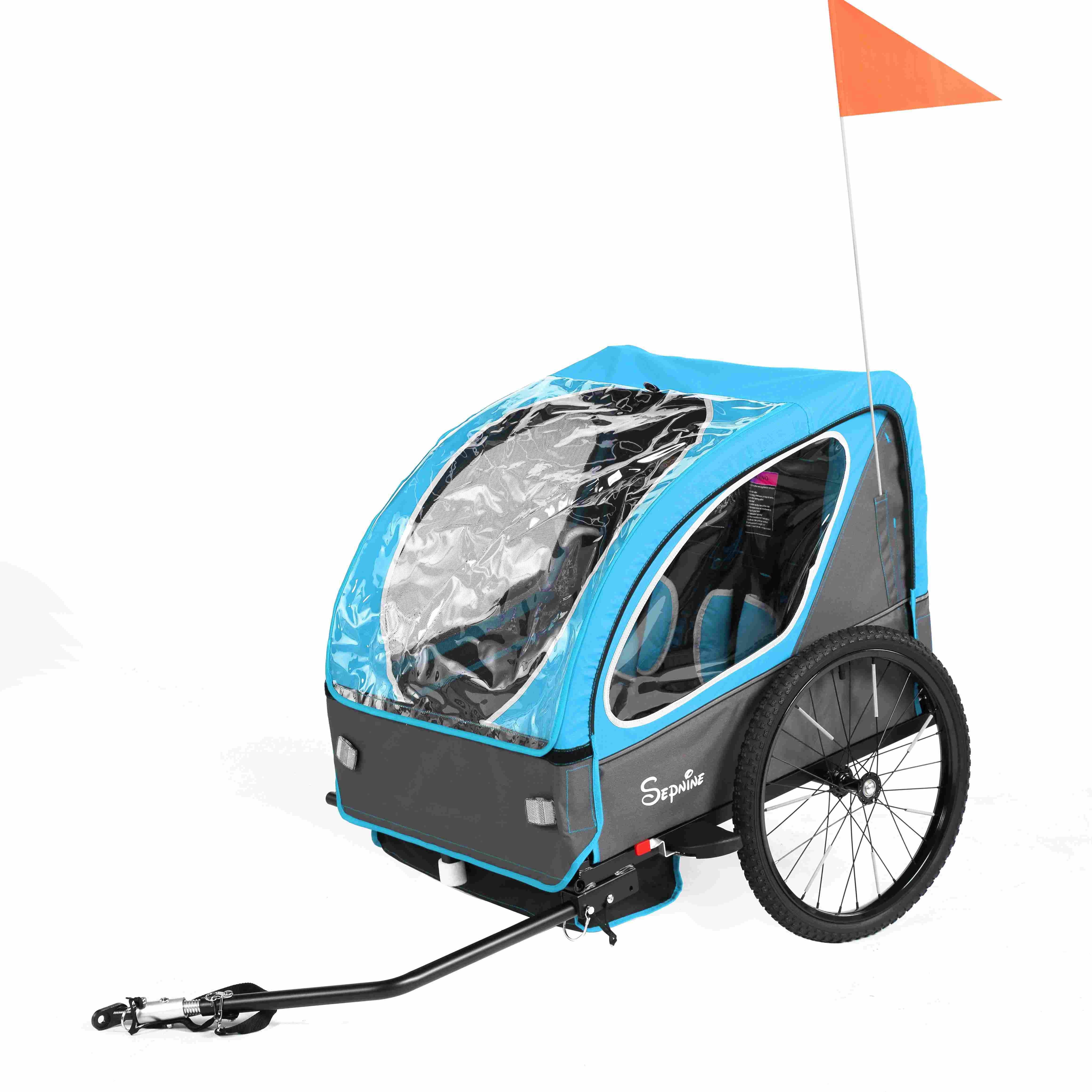 Remolque para bicicleta infantil, de fácil fijación, plegable, con arnés de 5 puntos (BT921)