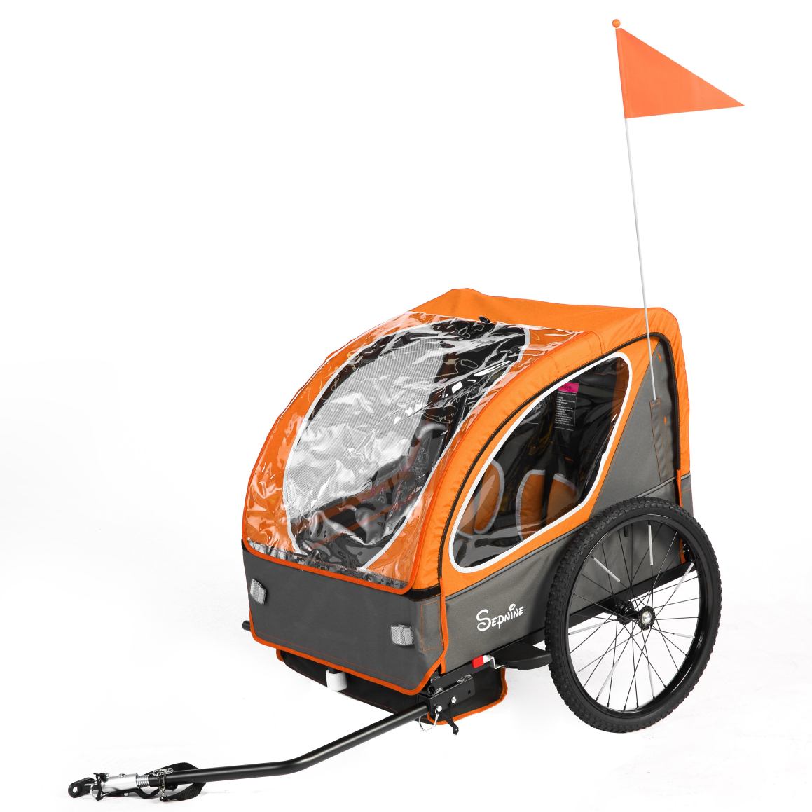 Remolque para bicicleta infantil, de fácil fijación, plegable, con arnés de 5 puntos (BT921)