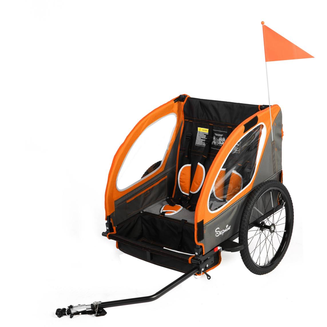 Remolque para bicicleta infantil, de fácil fijación, plegable, con arnés de 5 puntos (BT921)