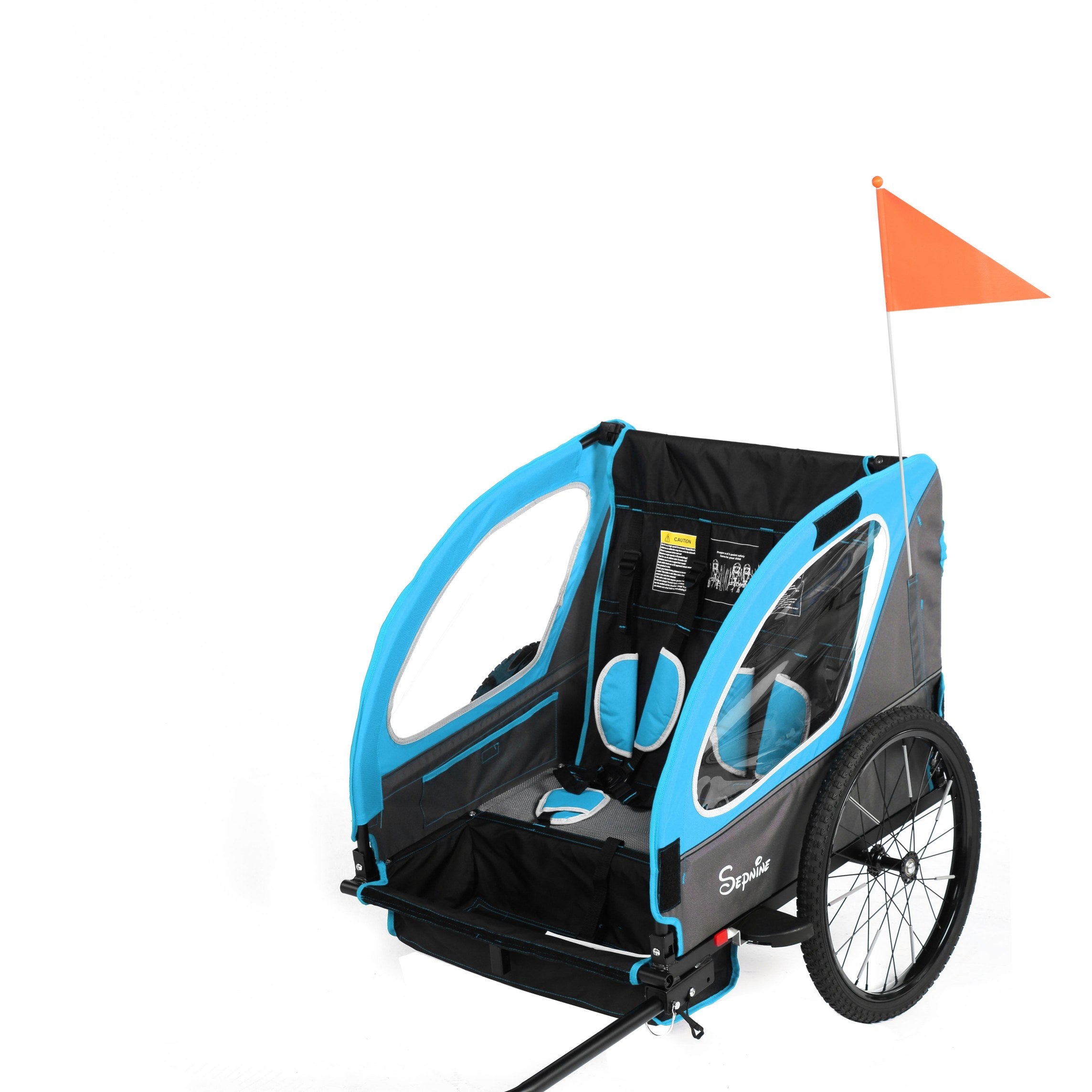 Remolque para bicicleta infantil, de fácil fijación, plegable, con arnés de 5 puntos (BT921)