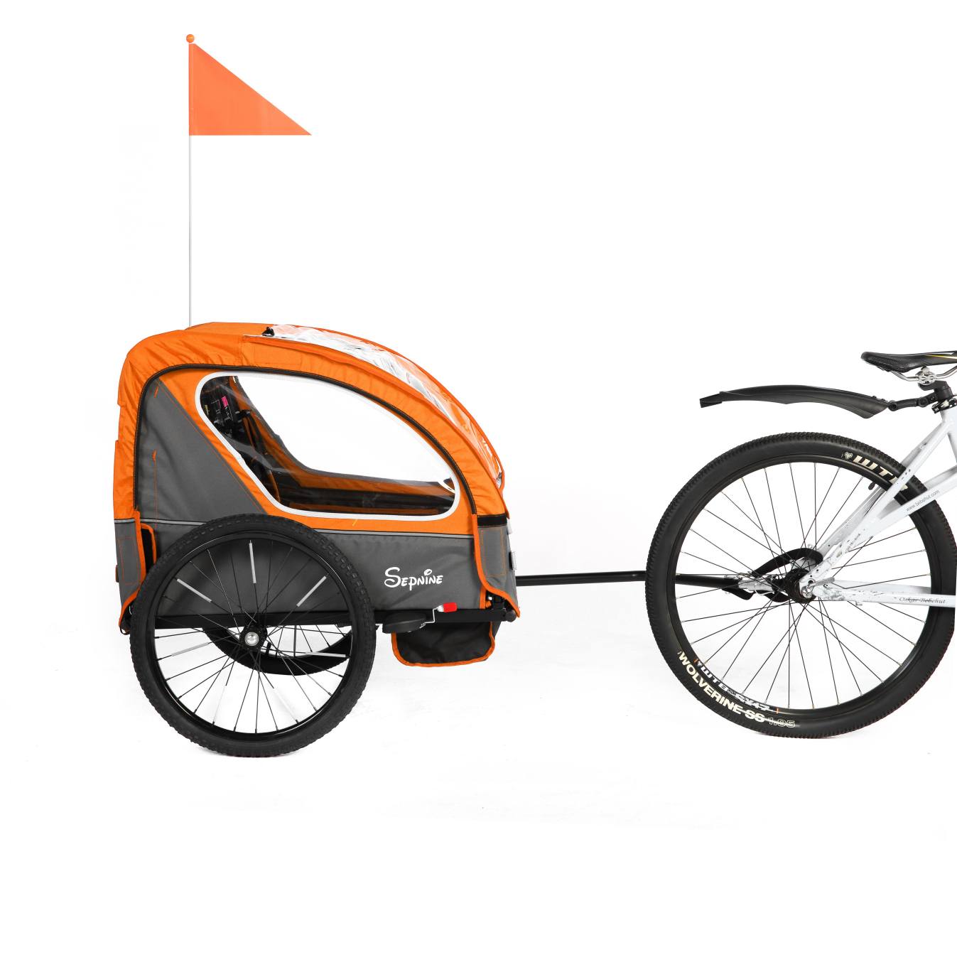 Remolque para bicicleta infantil, de fácil fijación, plegable, con arnés de 5 puntos (BT921)