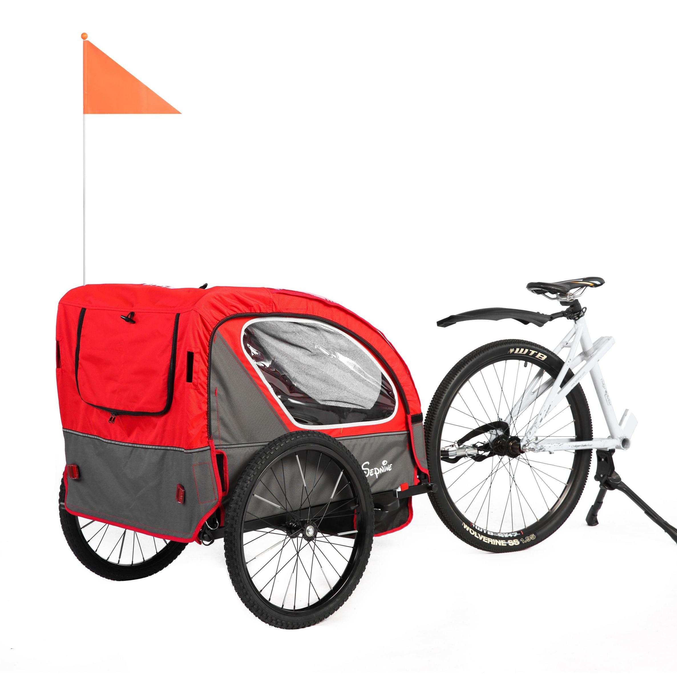 Remolque para bicicleta infantil, de fácil fijación, plegable, con arnés de 5 puntos (BT921)