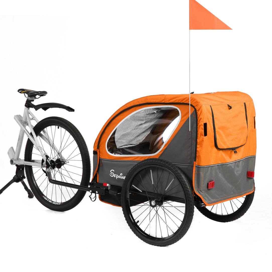 Remolque para bicicleta infantil, de fácil fijación, plegable, con arnés de 5 puntos (BT921)
