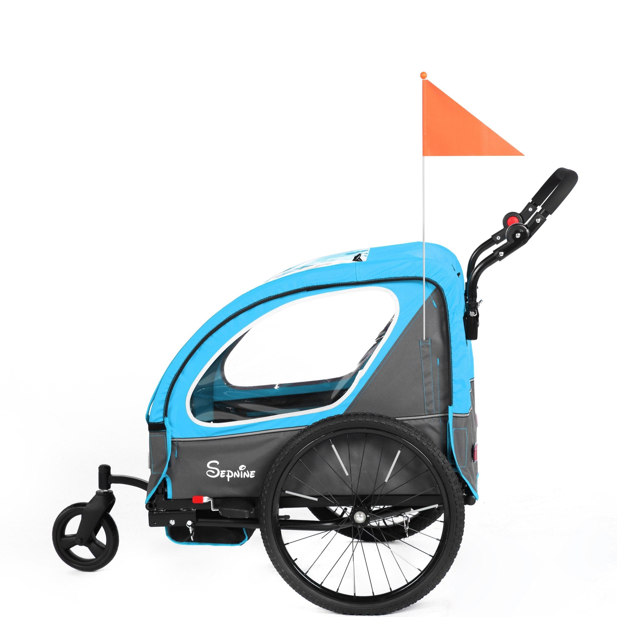 Remolque para bicicleta infantil, de fácil fijación, plegable, con arnés de 5 puntos (BT921)