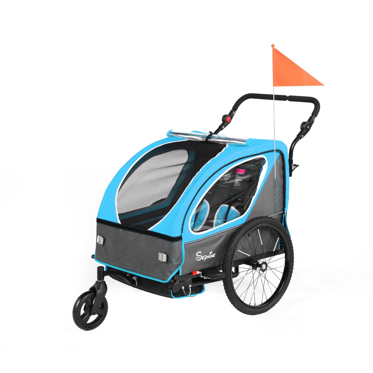 Remolque para bicicleta infantil, de fácil fijación, plegable, con arnés de 5 puntos (BT921)