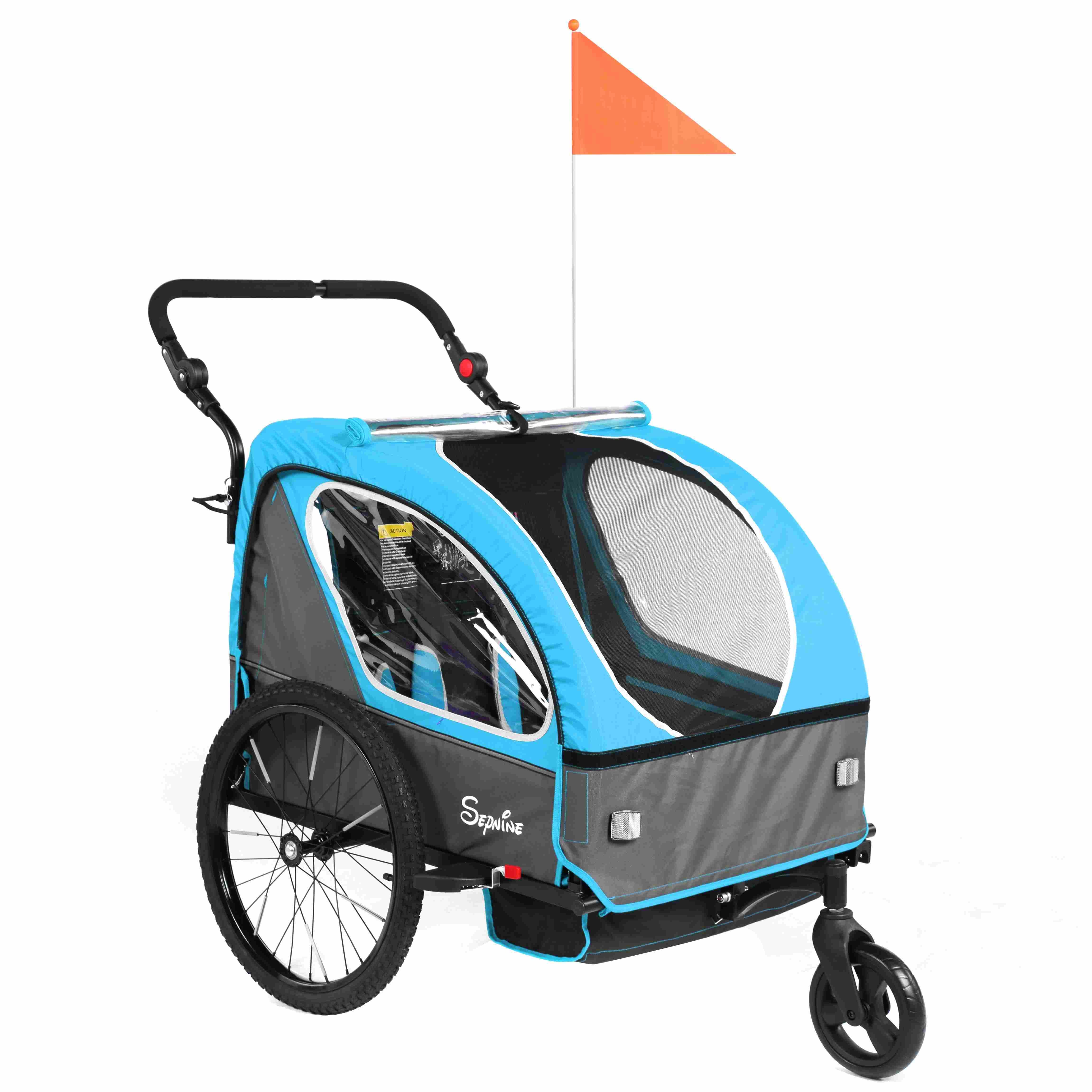 Remolque para bicicleta infantil, de fácil fijación, plegable, con arnés de 5 puntos (BT921)