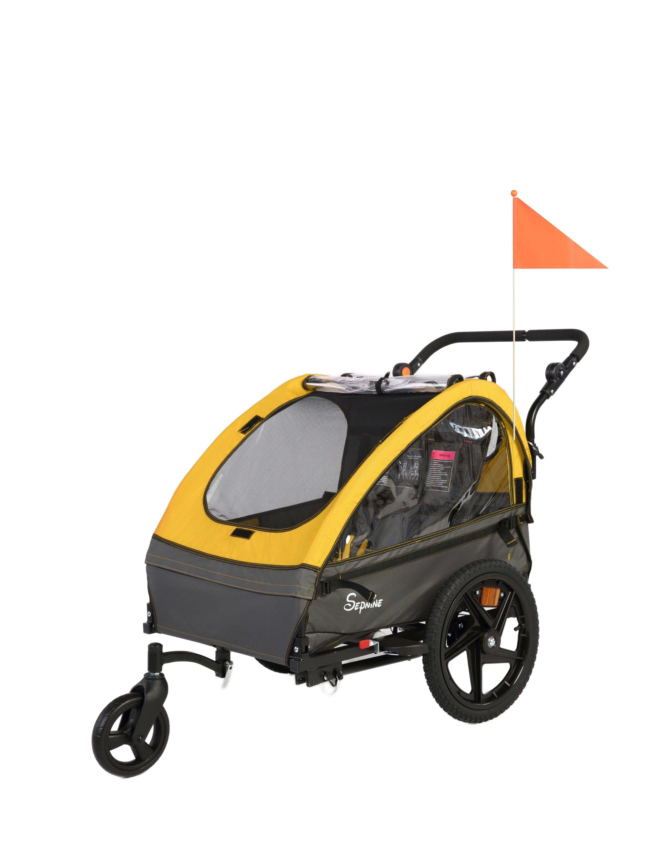 Kids Bike Trailer, 2 in 1 Canopy Carrier Converts to Stroller (BT609V2)