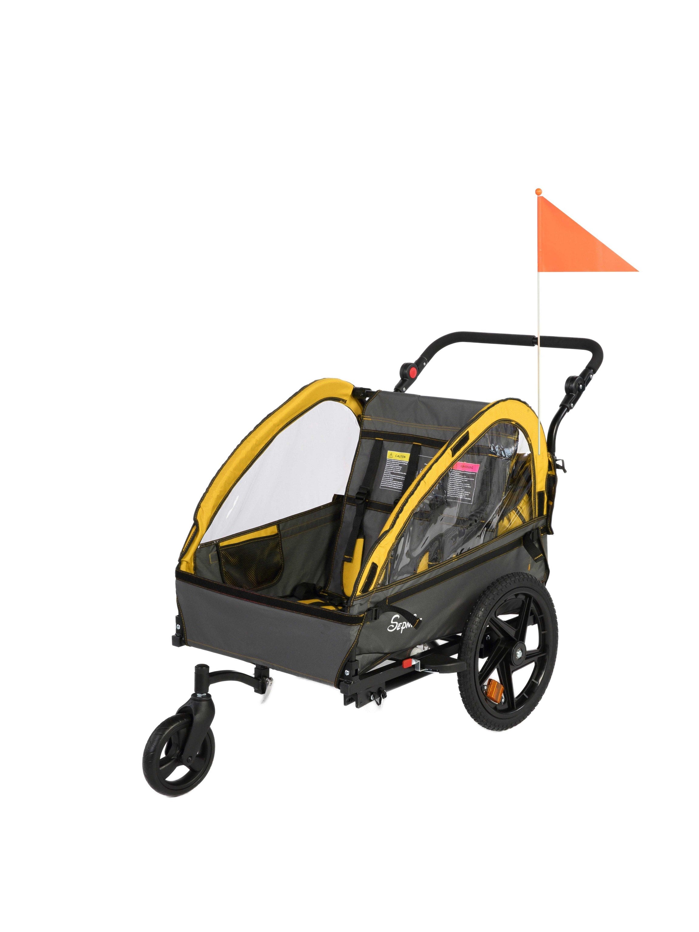 Kids Bike Trailer, 2 in 1 Canopy Carrier Converts to Stroller (BT609V2)
