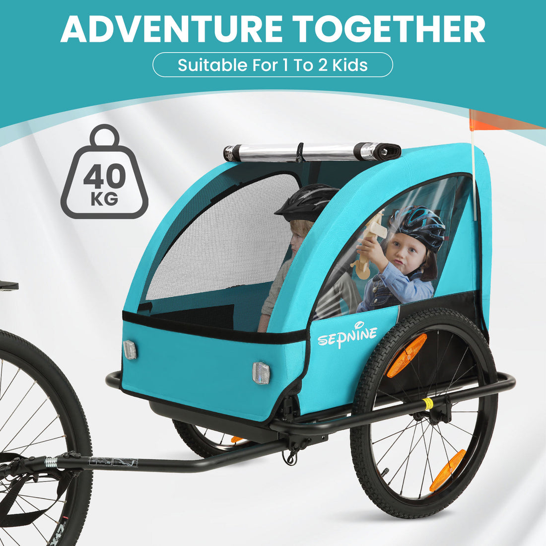Kids Bike Trailer for 1 to 2 Children, Universal Coupler, Foldable (BT610)