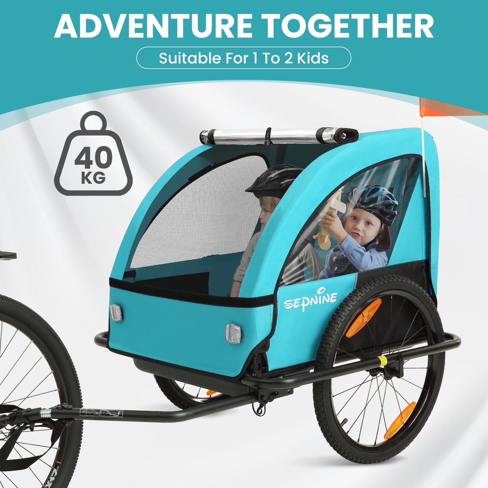 Kids Bike Trailer for 1 to 2 Children, Universal Coupler, Foldable (BT610)