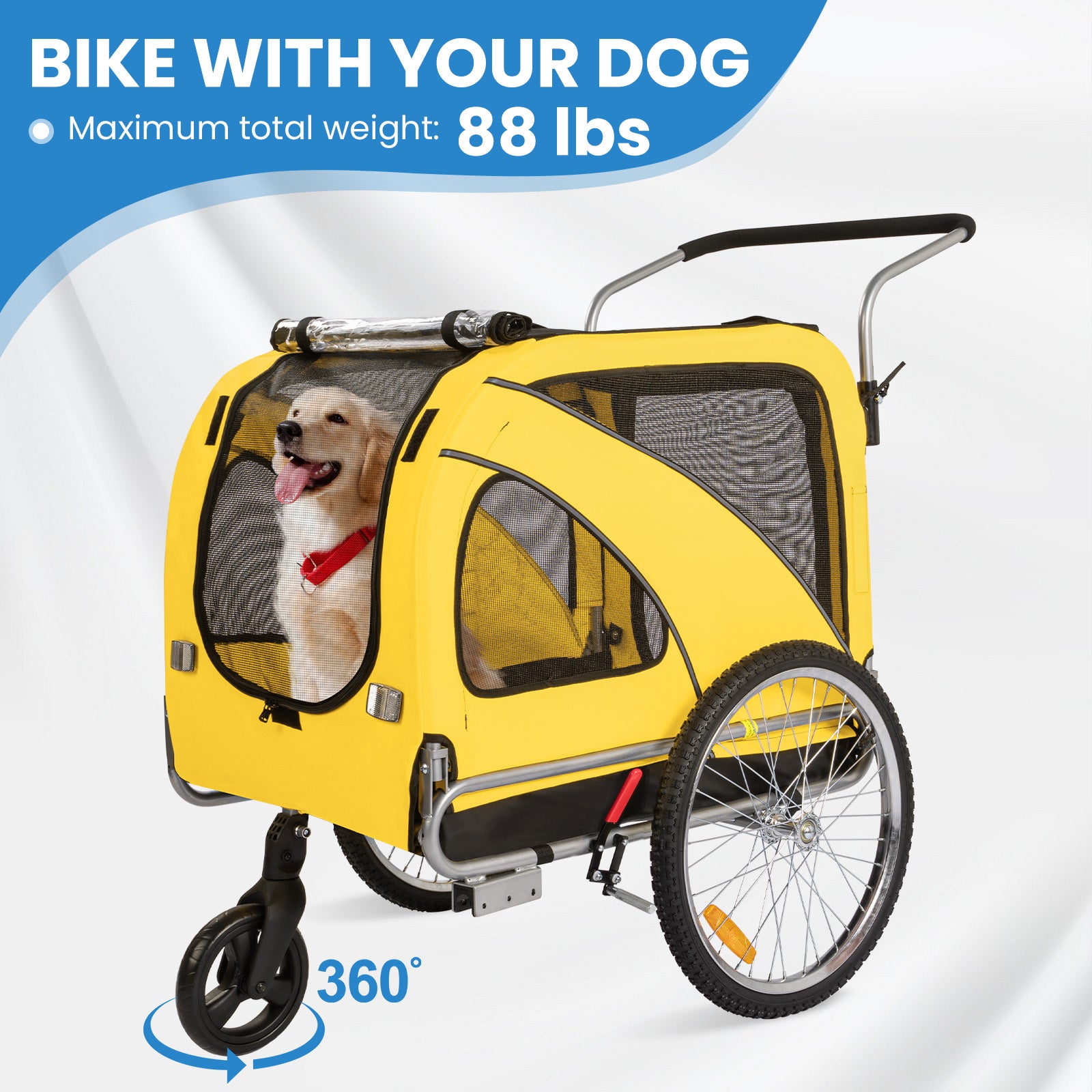 Dog Trailer Bicycle & Jogger 2-in-1 with Handbrake and Reflectors (10202B)