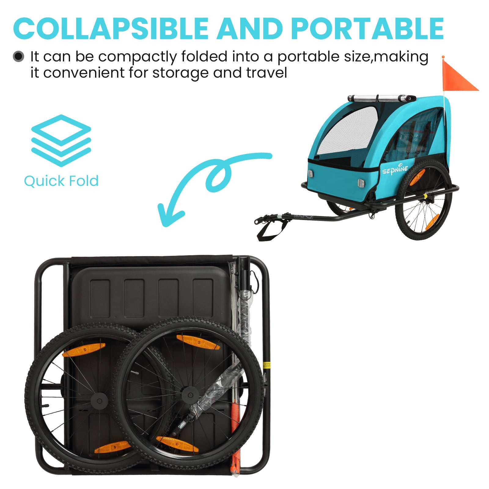 Kids Bike Trailer for 1 to 2 Children, Universal Coupler, Foldable (BT610)