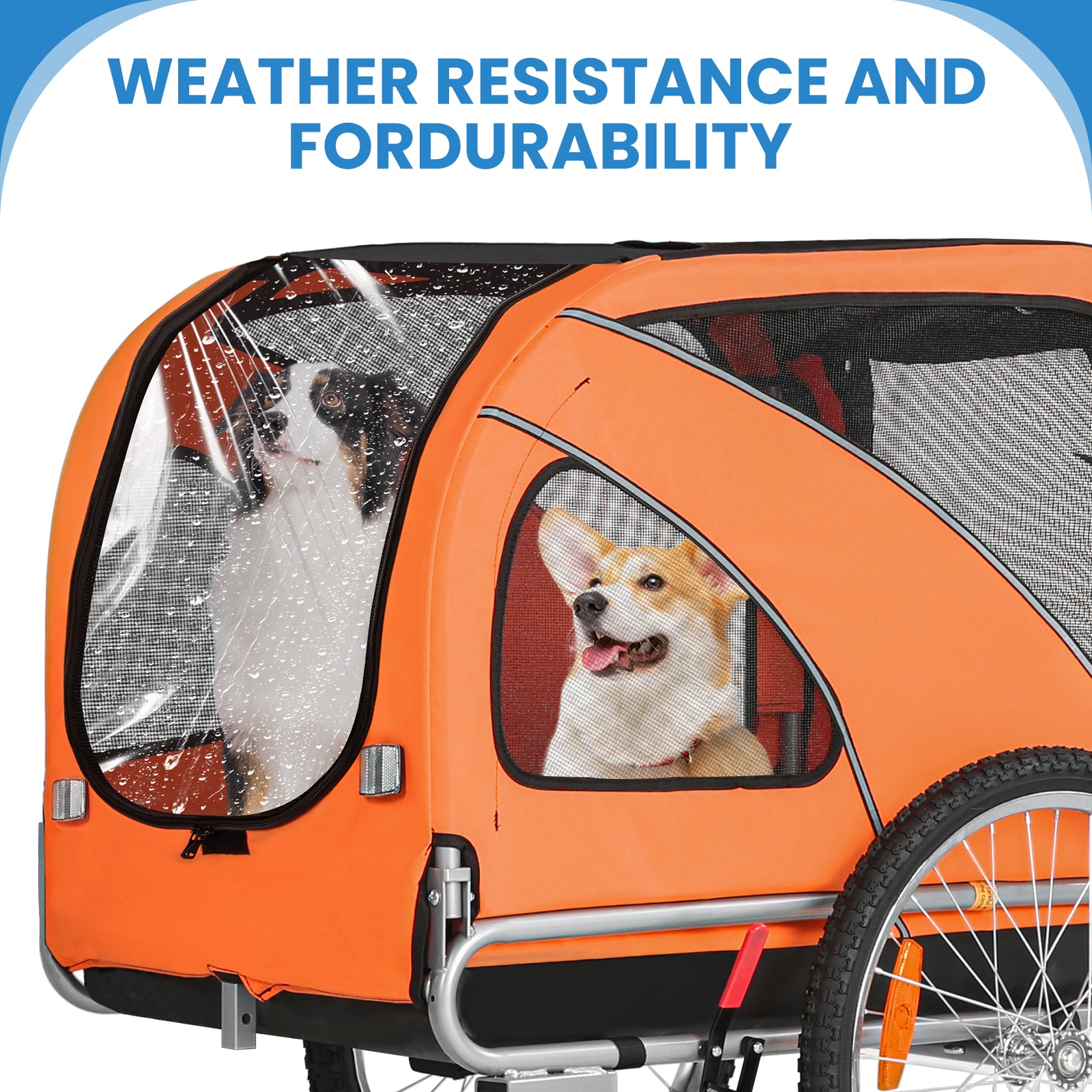 Remolque para perros para bicicleta 2 en 1 con freno de mano y reflectores (10202NS)