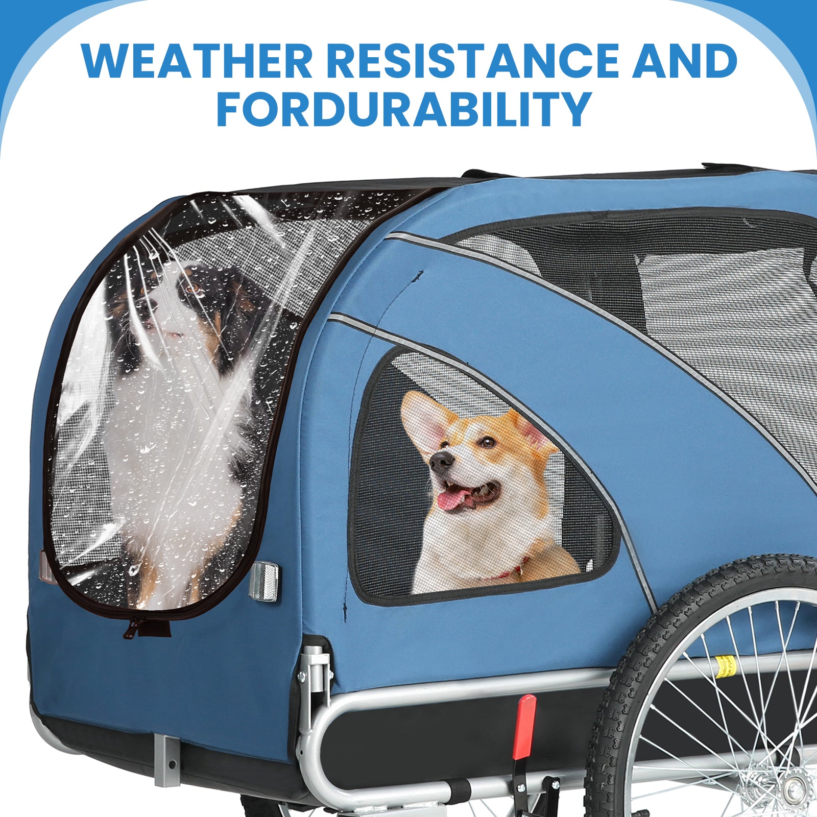 Remolque para perros para bicicleta 2 en 1 con freno de mano y reflectores (10202NS)