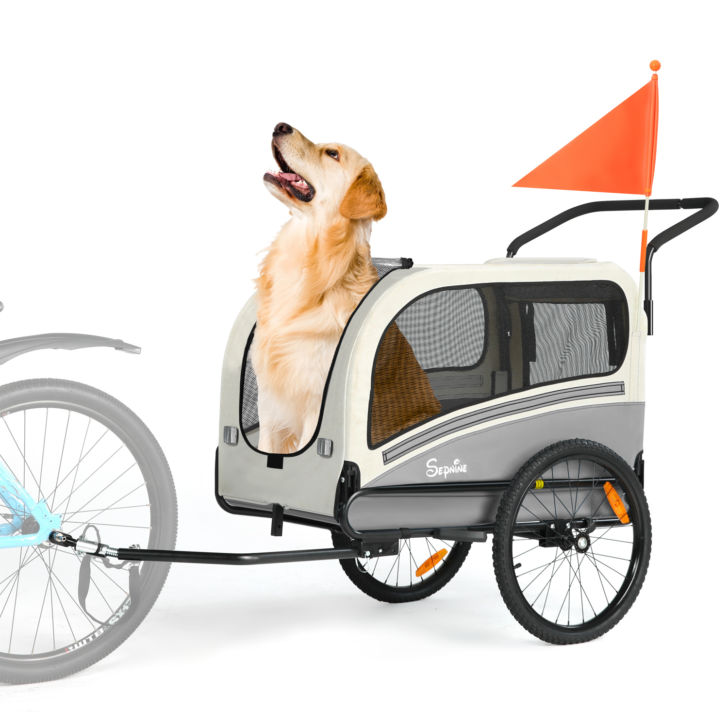 Remolque para perros para bicicleta 2 en 1 con freno de mano y reflectores (10202NS)