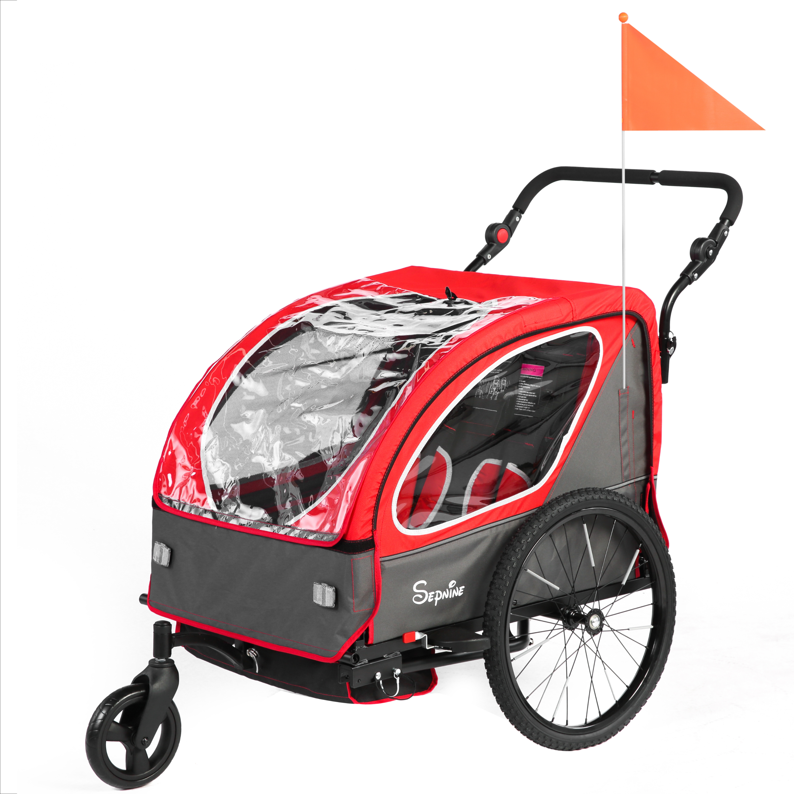 Remolque para bicicleta infantil, de fácil fijación, plegable, con arnés de 5 puntos (BT921)