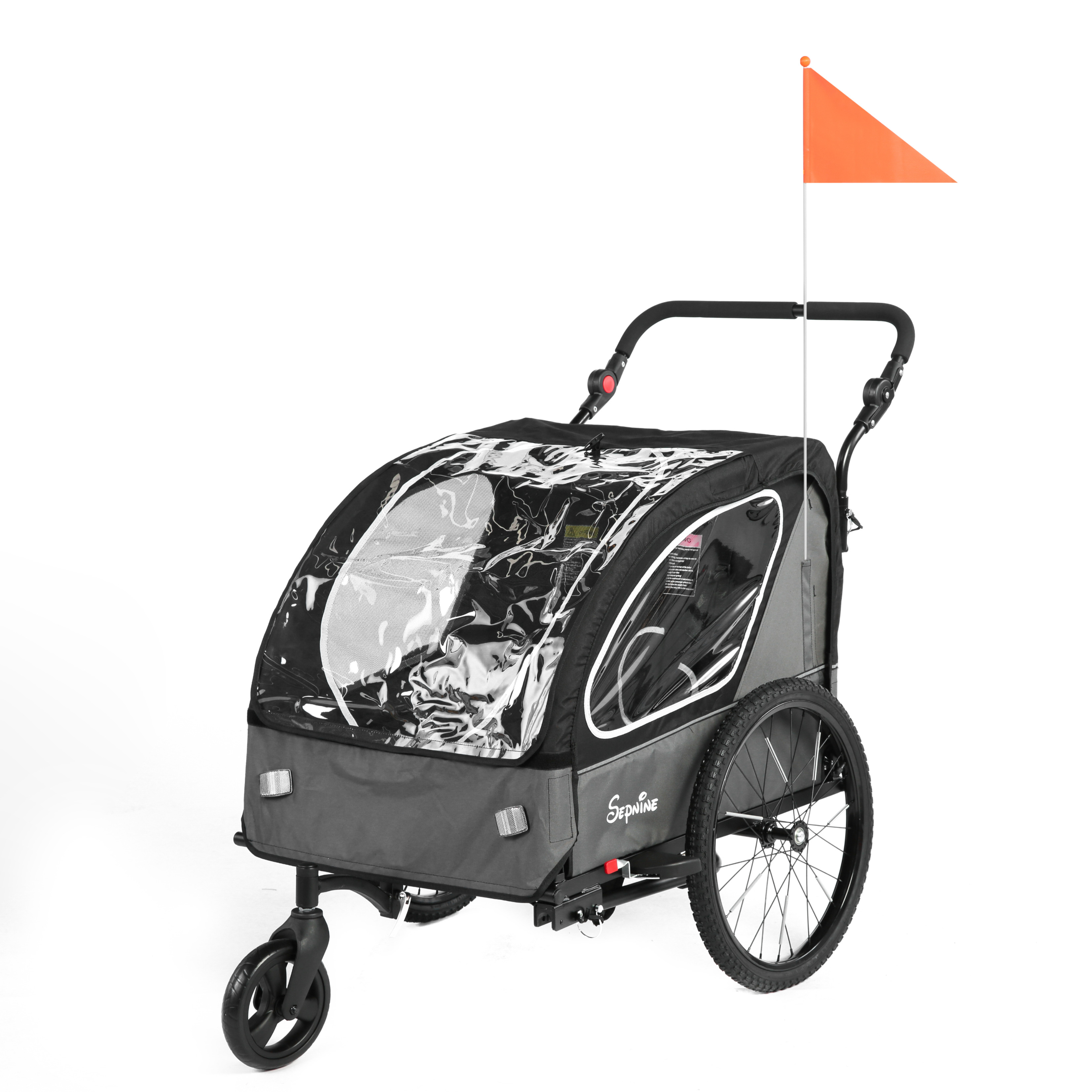 Remolque para bicicleta infantil, de fácil fijación, plegable, con arnés de 5 puntos (BT921)