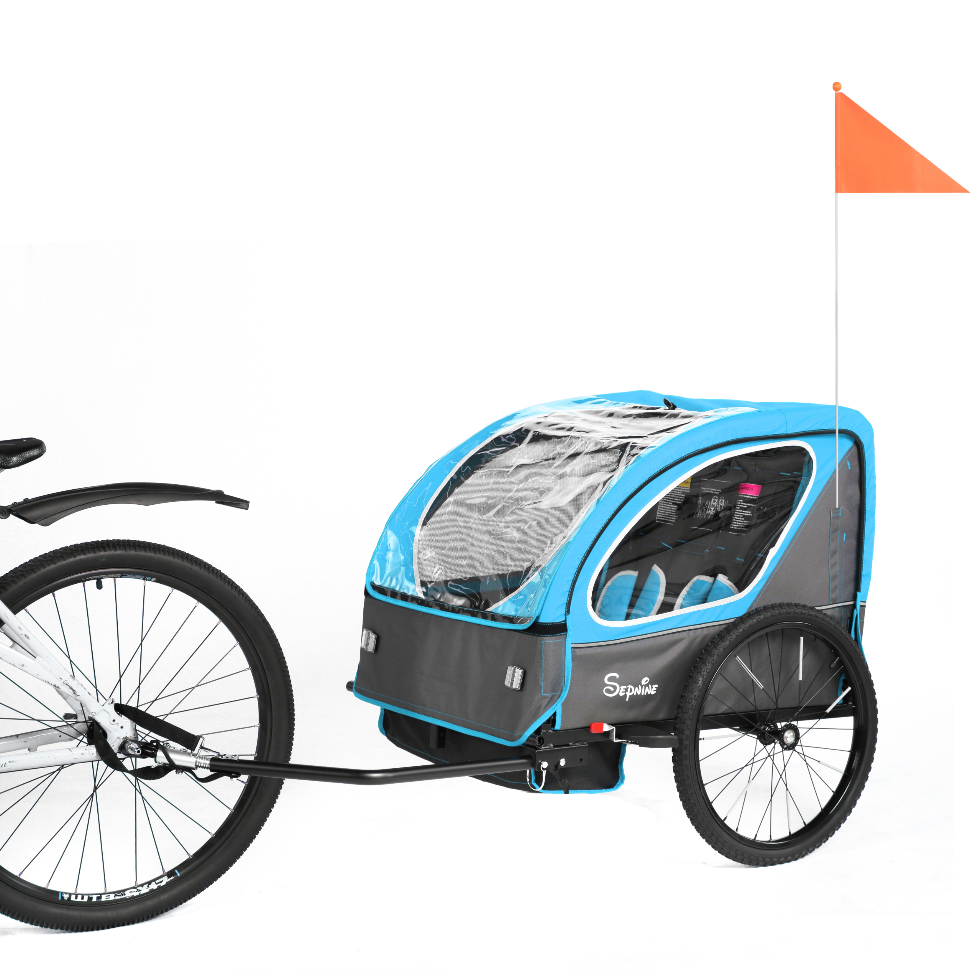 Remolque para bicicleta infantil, de fácil fijación, plegable, con arnés de 5 puntos (BT921)