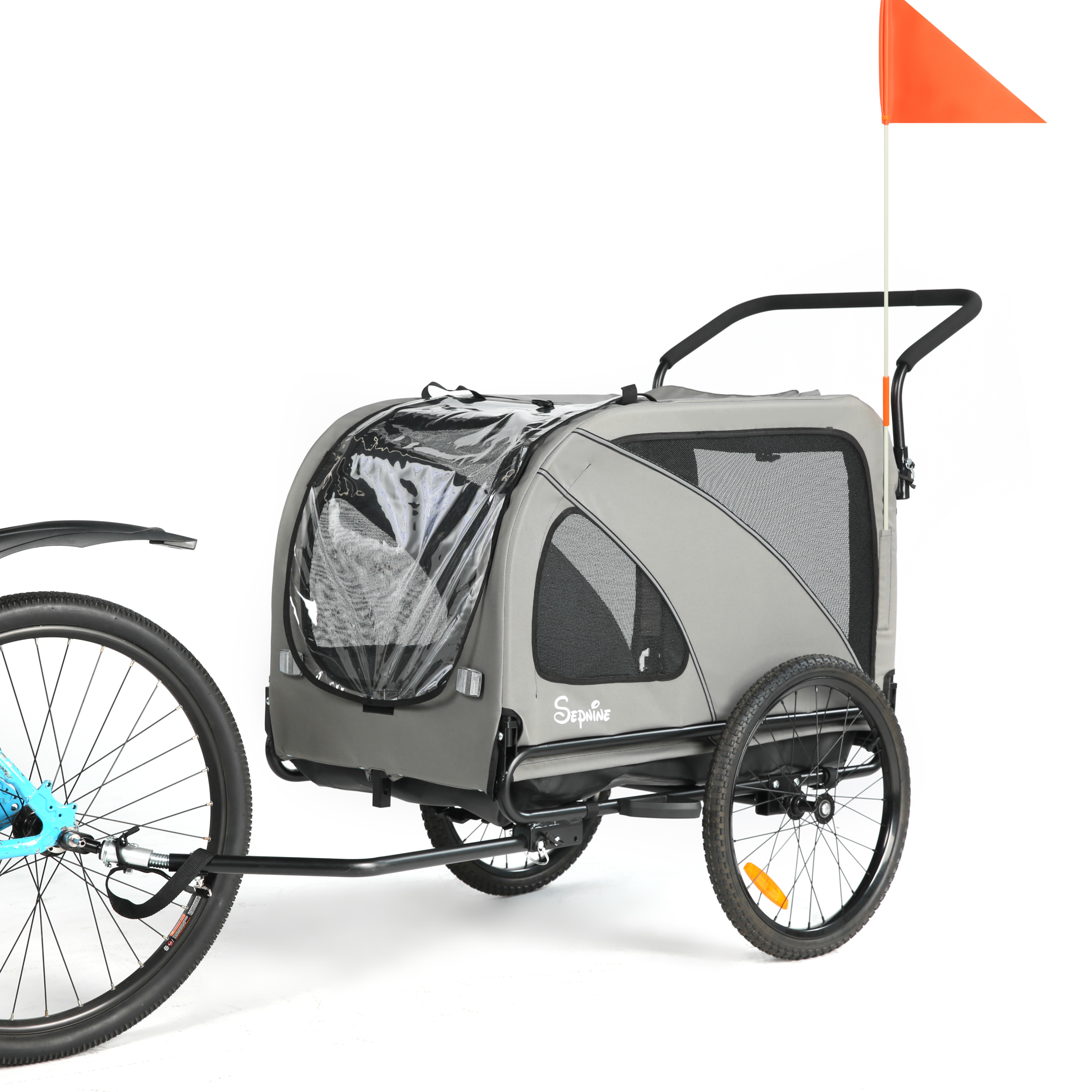 Remolque para perros para bicicleta 2 en 1 con freno de mano y reflectores (10202NS)