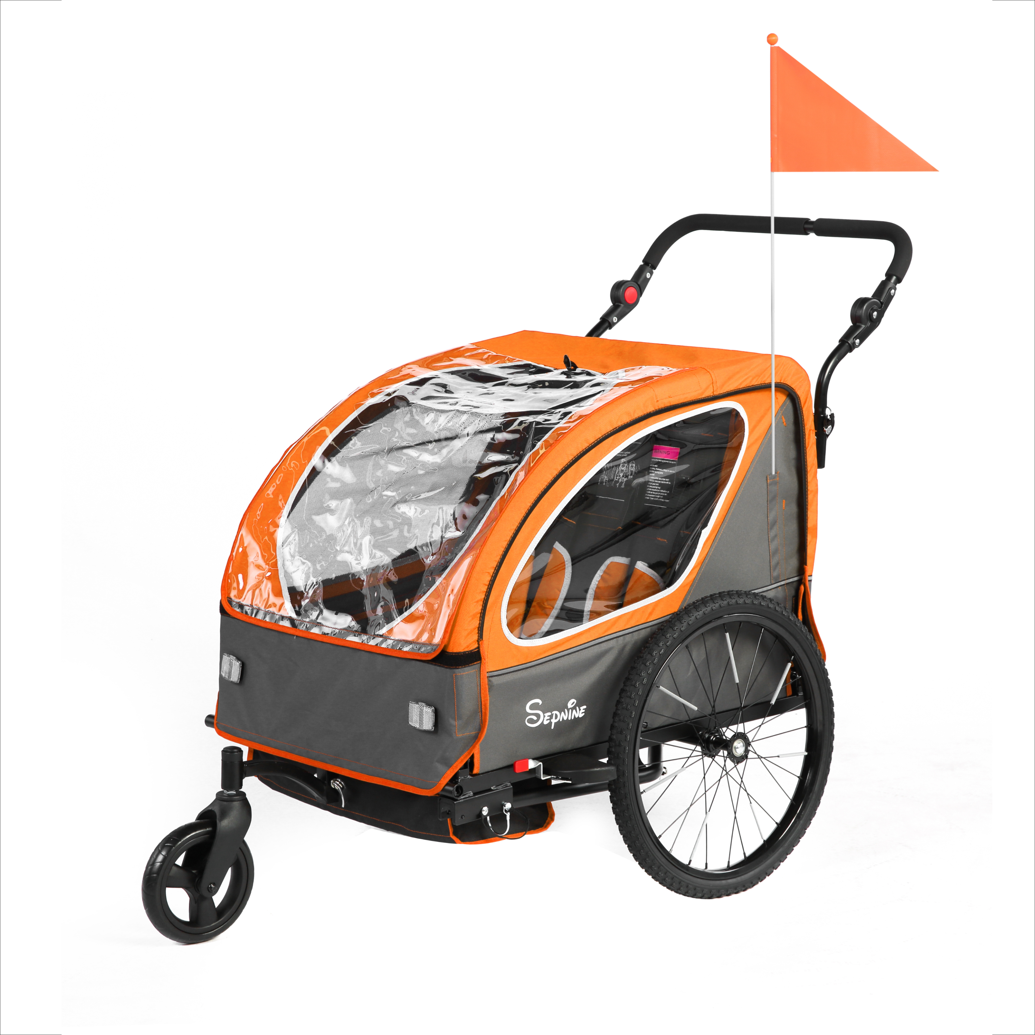 Remolque para bicicleta infantil, de fácil fijación, plegable, con arnés de 5 puntos (BT921)