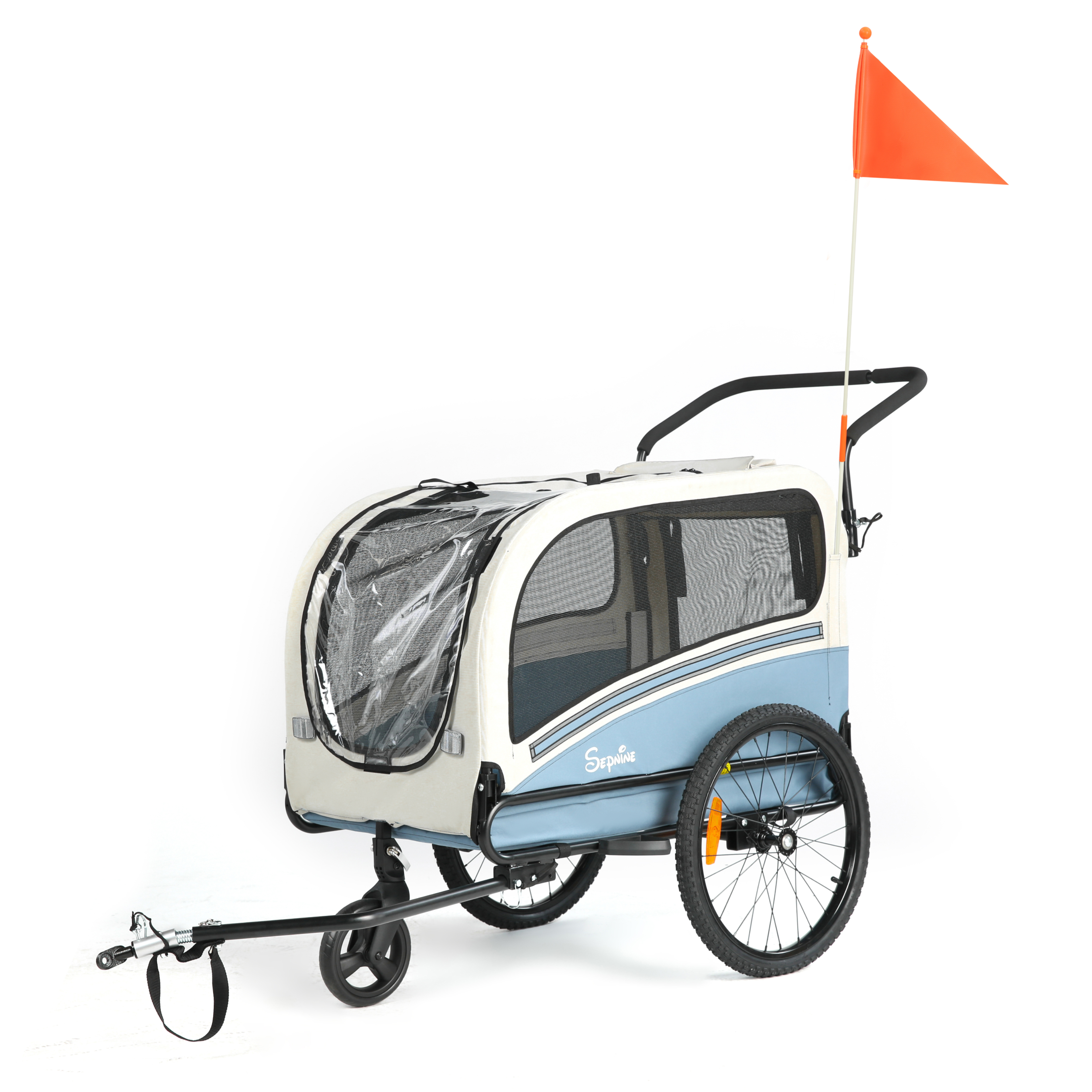 Remolque para perros para bicicleta 2 en 1 con freno de mano y reflectores (10202NS)