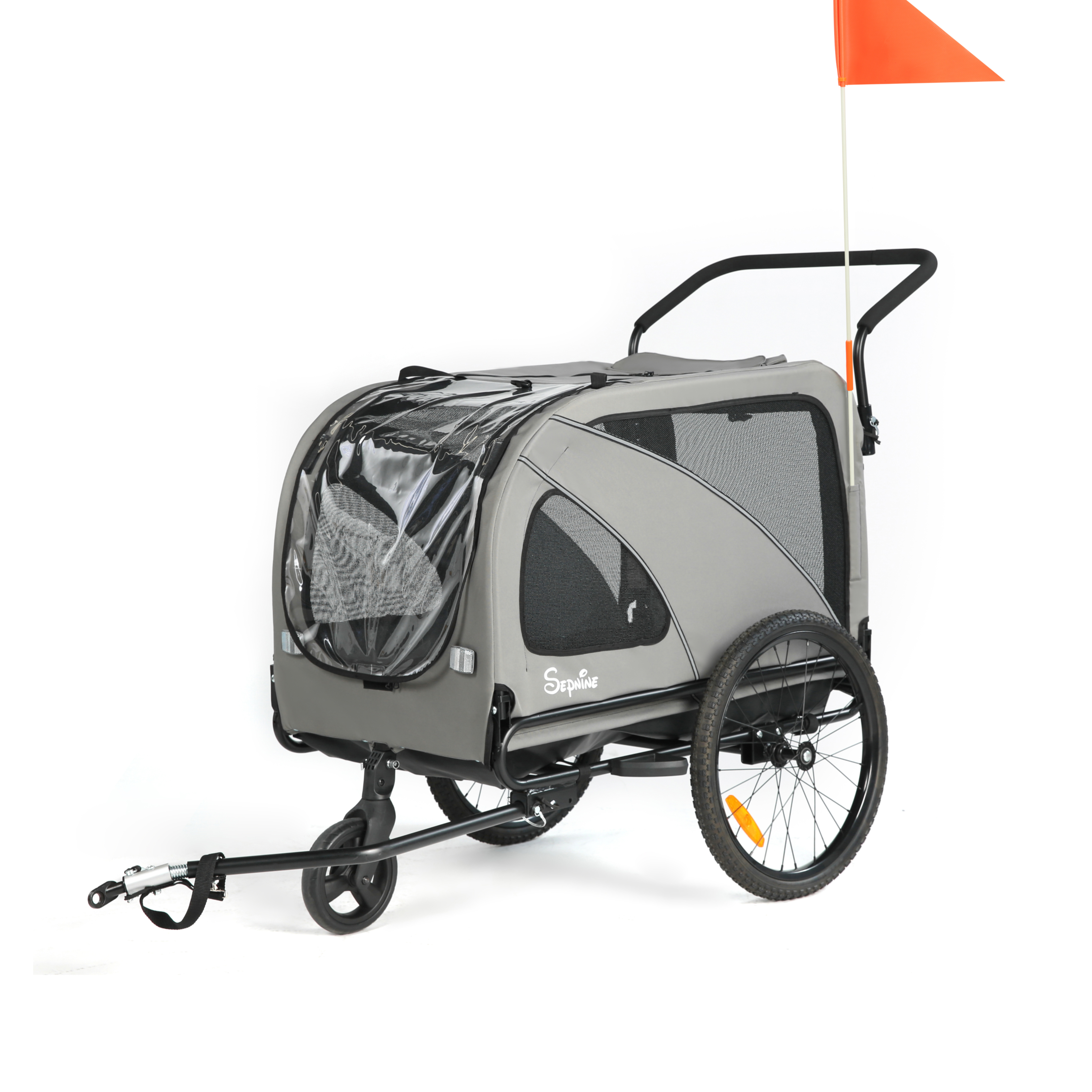 Remolque para perros para bicicleta 2 en 1 con freno de mano y reflectores (10202NS)