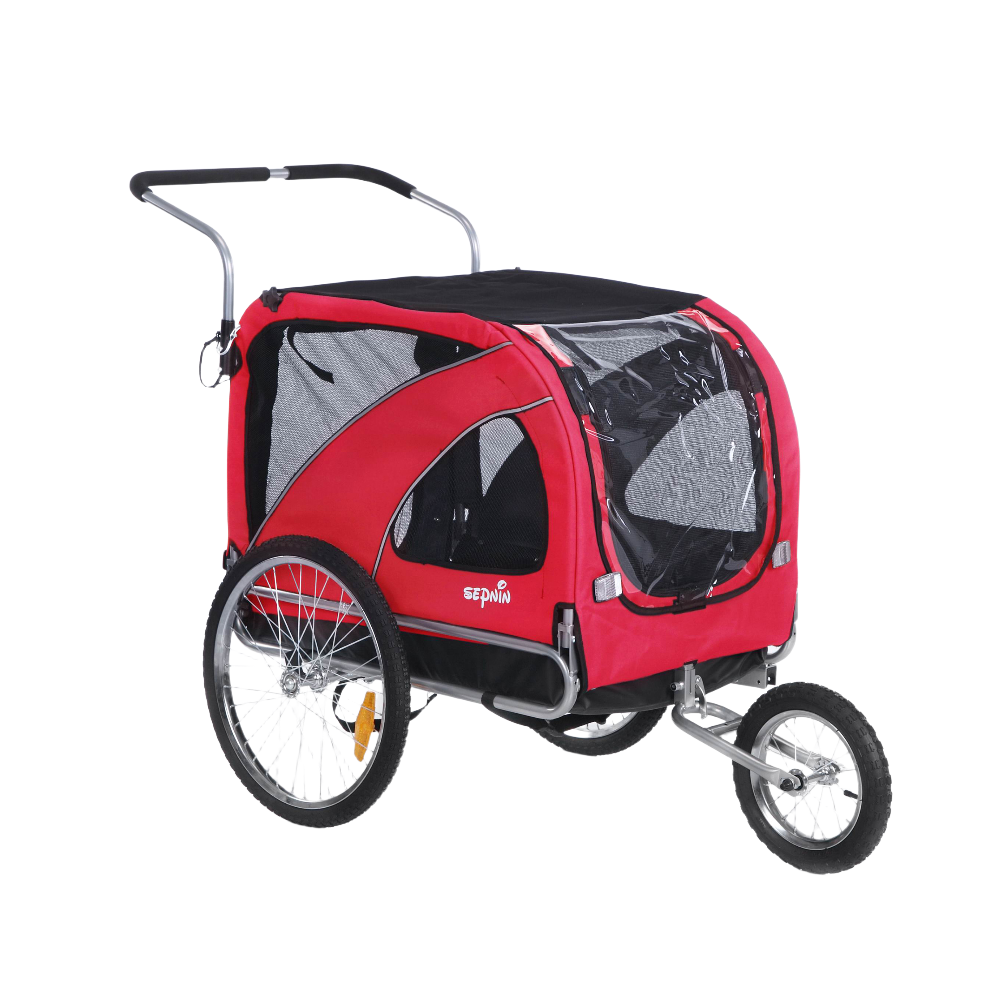 Dog Trailer Bicycle & Jogger 2-in-1 with Handbrake and Reflectors (10202B)