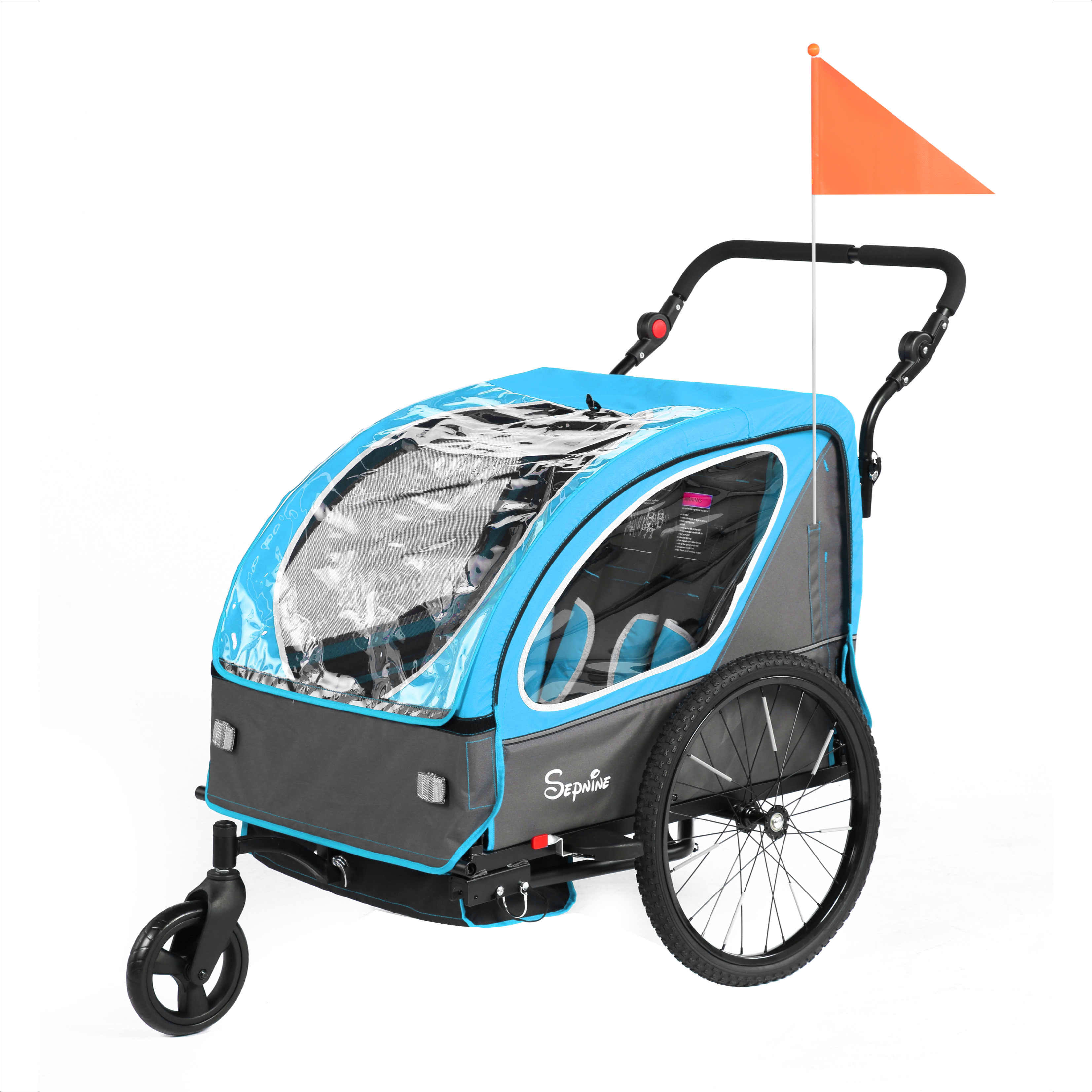 Remolque para bicicleta infantil, de fácil fijación, plegable, con arnés de 5 puntos (BT921)