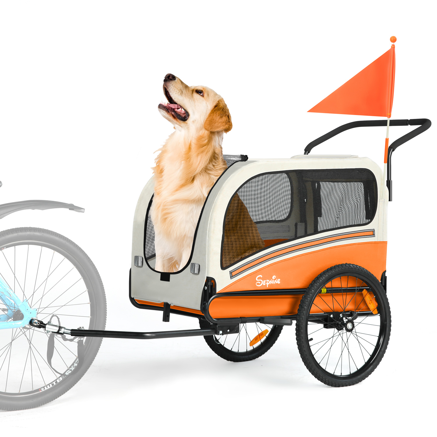 Remolque para perros para bicicleta 2 en 1 con freno de mano y reflectores (10202NS)